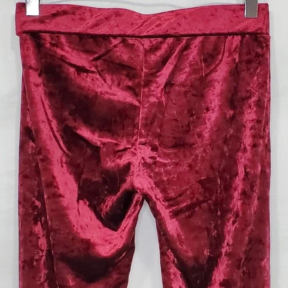 Yelete Velvet Burgundy Flare Leggings - Picture 6 of 6